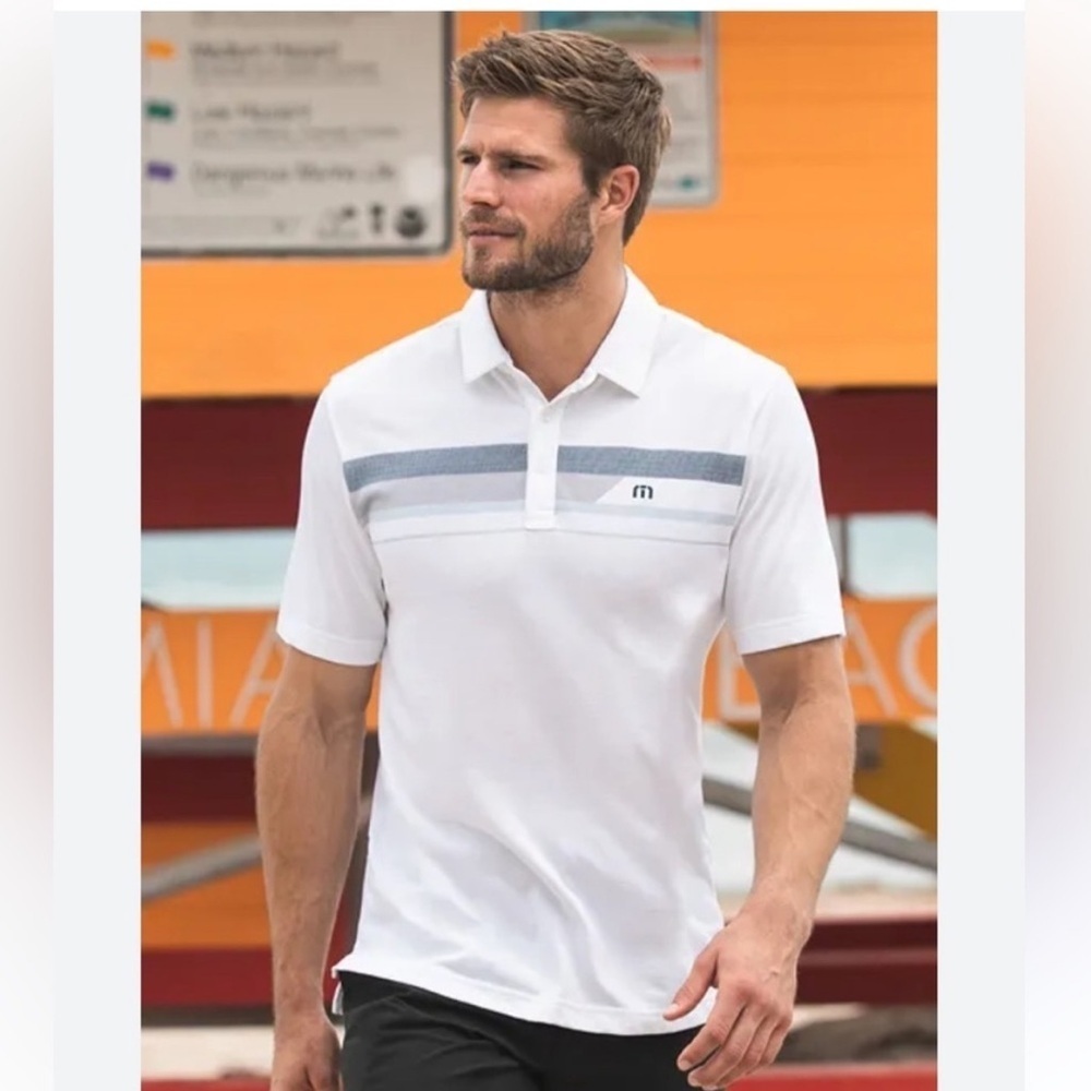 Travis Mathew White Golf Polo Bear Trap Size L